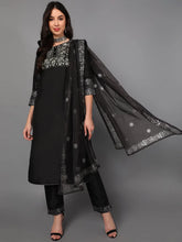 Poly Silk Embroidered Kurta Trousers Dupatta-PKSKD1434